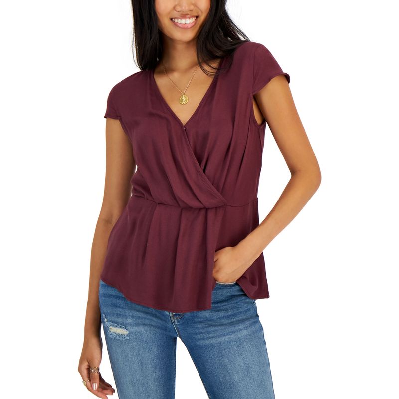 Tinsel Petite Draped Faux Wrap Top